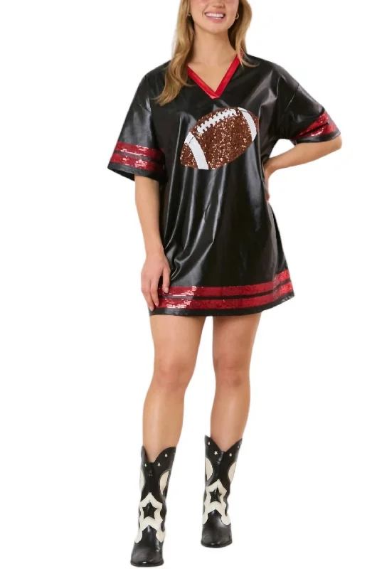 Must-Have Deals Football Sequins Embroidery Jersey Style Dress In Black/red