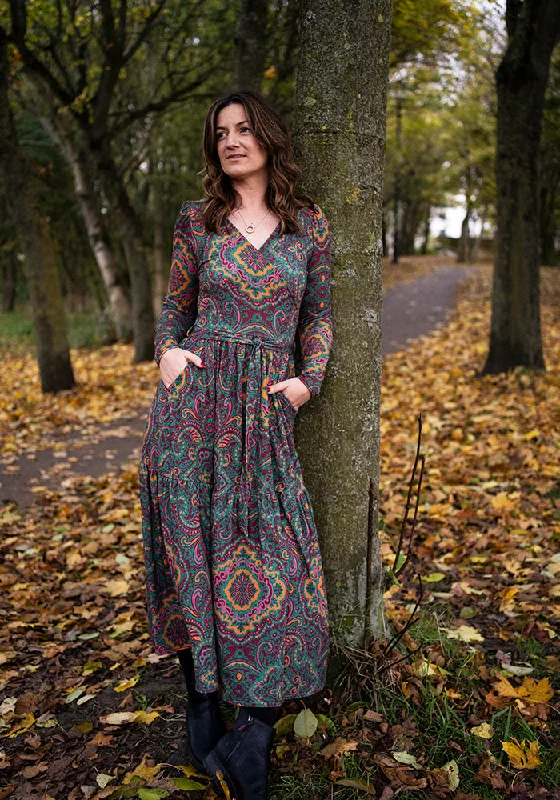 Today’s Special Tamren Paisley Tile Print Tiered Hem Midaxi Dress
