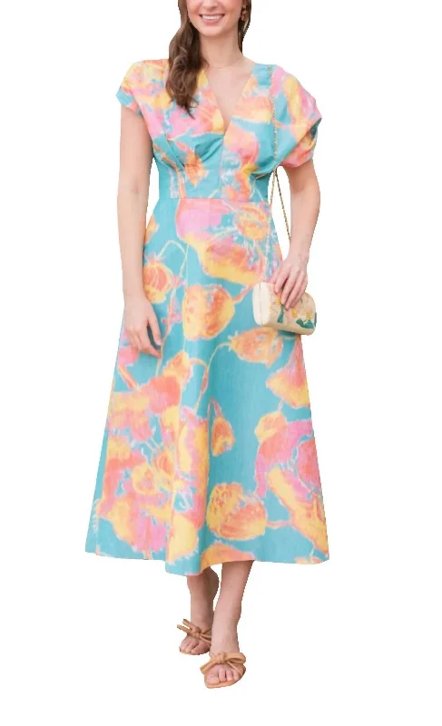Online Exclusive Isabel Dress In Teal Multi