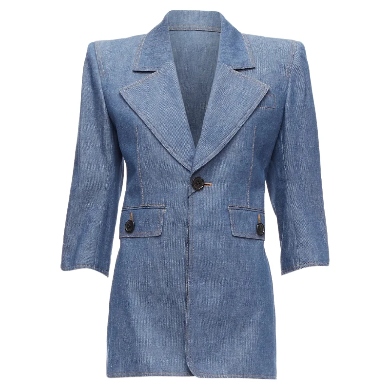 Bonus Savings Saint Laurent denim Power shoulder blazer mini dress