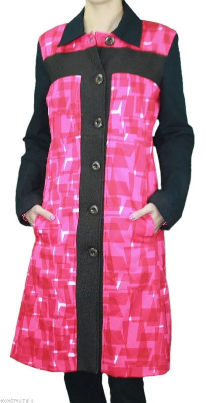 Don't Wait CUSTO BARCELONA Women's Red Knee Length Button Peacoat 392545 $429 NWT