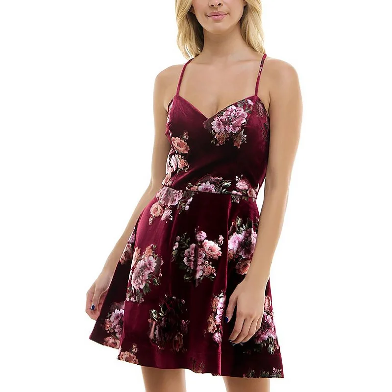 Midnight Sale Juniors Womens Fit & Flare Floral Fit & Flare Dress