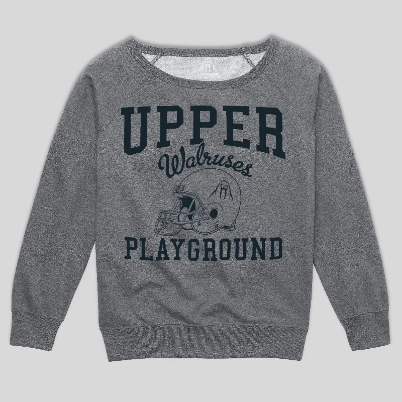 Discount Deals WALRUSES FOOTBALL - NAVY WOMEN'S SCOOP NECK SWEATSHIRT