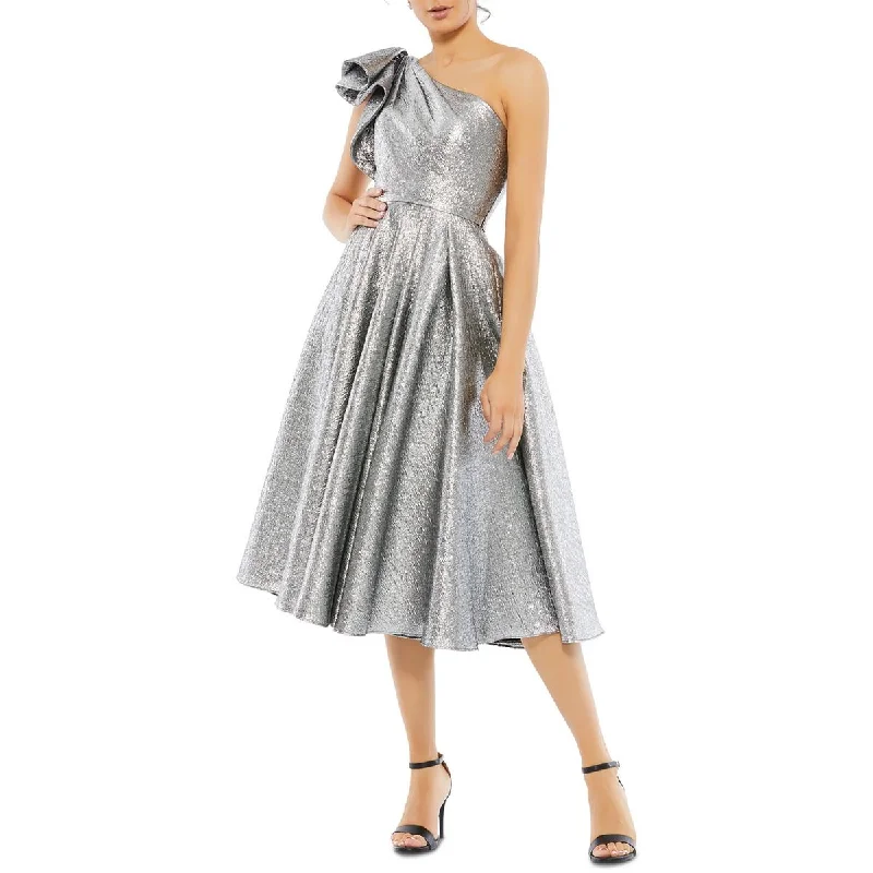 Customer Appreciation Sale Womens Metallic One Shoulder Cocktail and Party Dress