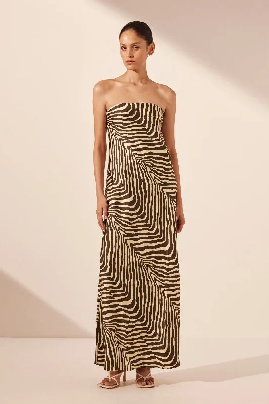 Quick Sale SANA SILK STRAPLESS BIAS MAXI DRESS