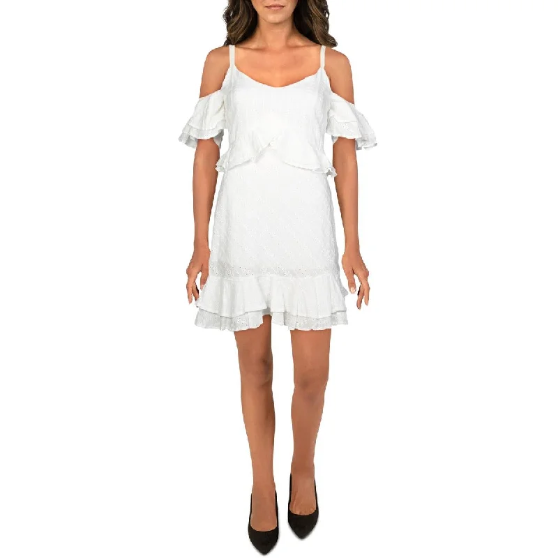 Exclusive Online Offer Womens Ruffled Eyelet Cocktail Dress