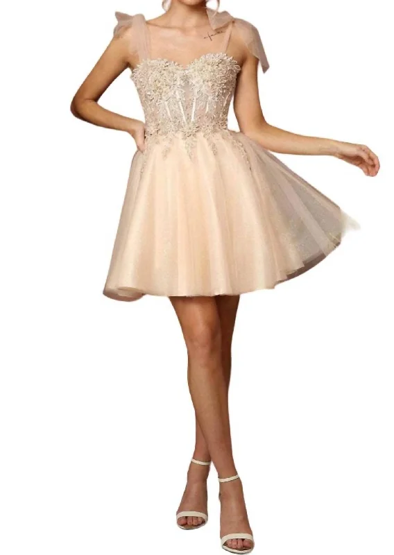 Customer Appreciation Sale Corset Bodice Dress In Champagne