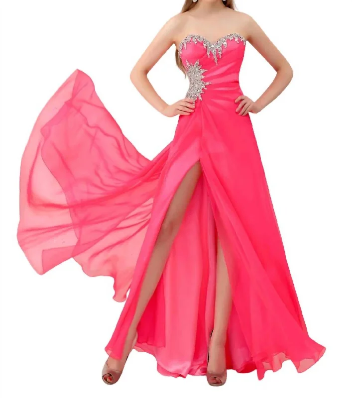 Online Exclusive Floor Length Prom Dress In Neon Pink