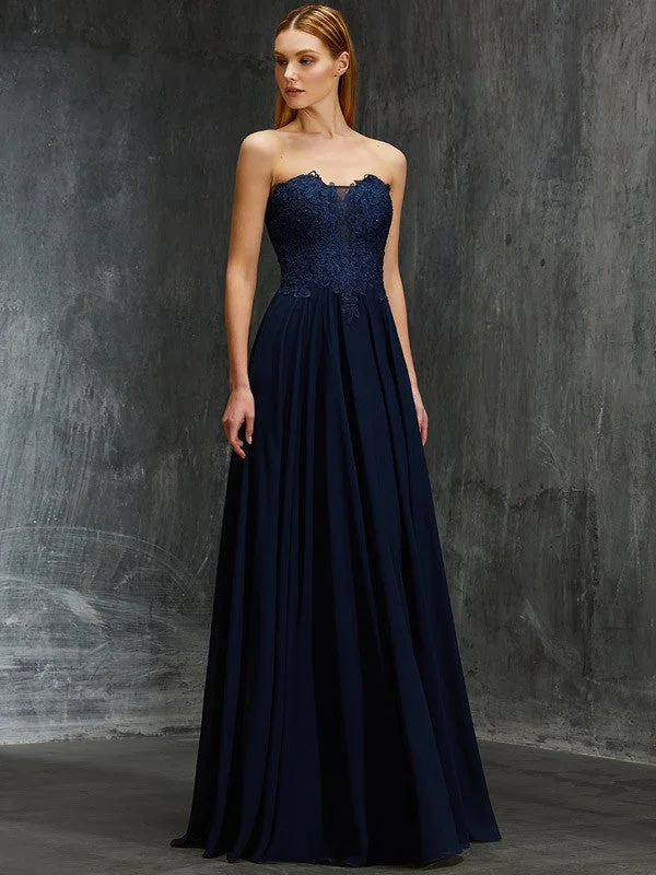 Quick Sale A-Line/Princess Sweetheart Sleeveless Floor-Length Applique Chiffon Dresses Quick Sale A-Line/Princess Sweetheart Sleeveless Floor-Length Applique Chiffon Dresses