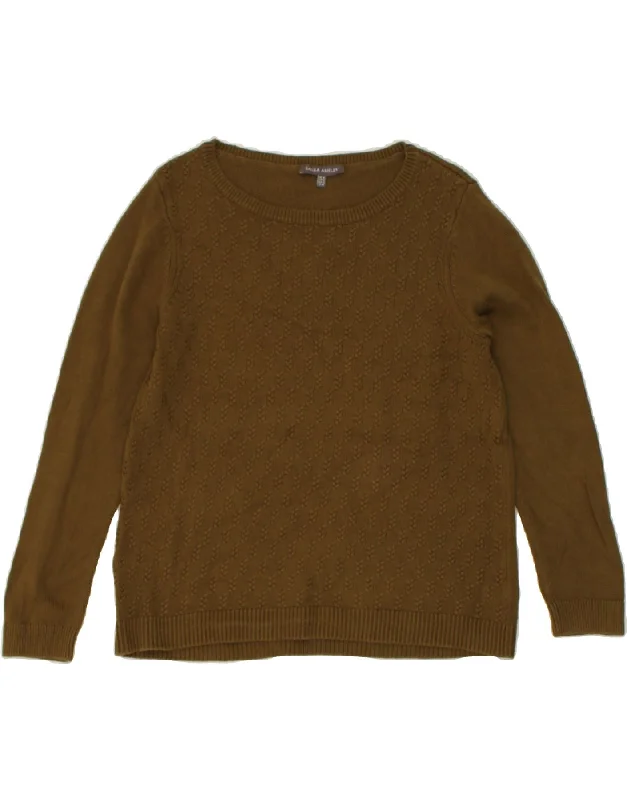 Act Fast LAURA ASHLEY Womens Boat Neck Jumper Sweater UK 16 Large Khaki Cotton