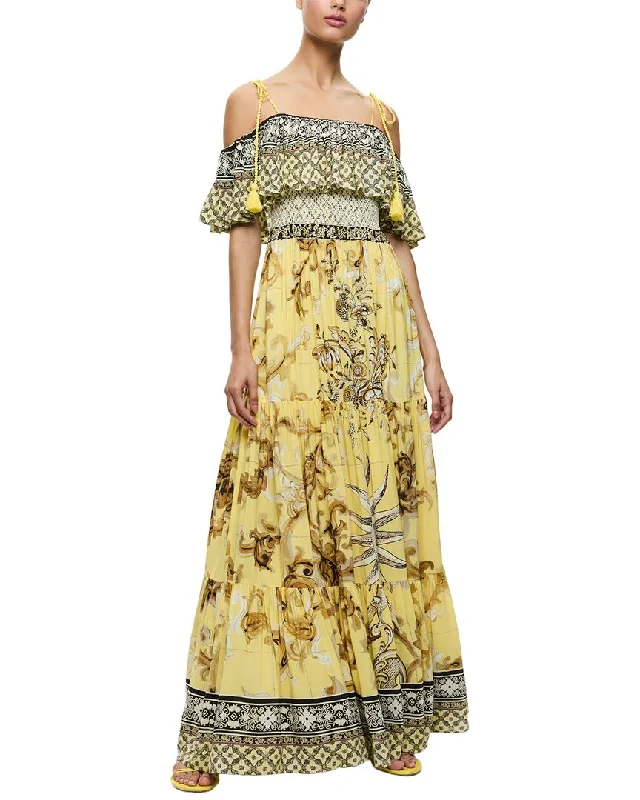 Last Chance alice + olivia Kia Off Shoulder Tiered Midi Dress