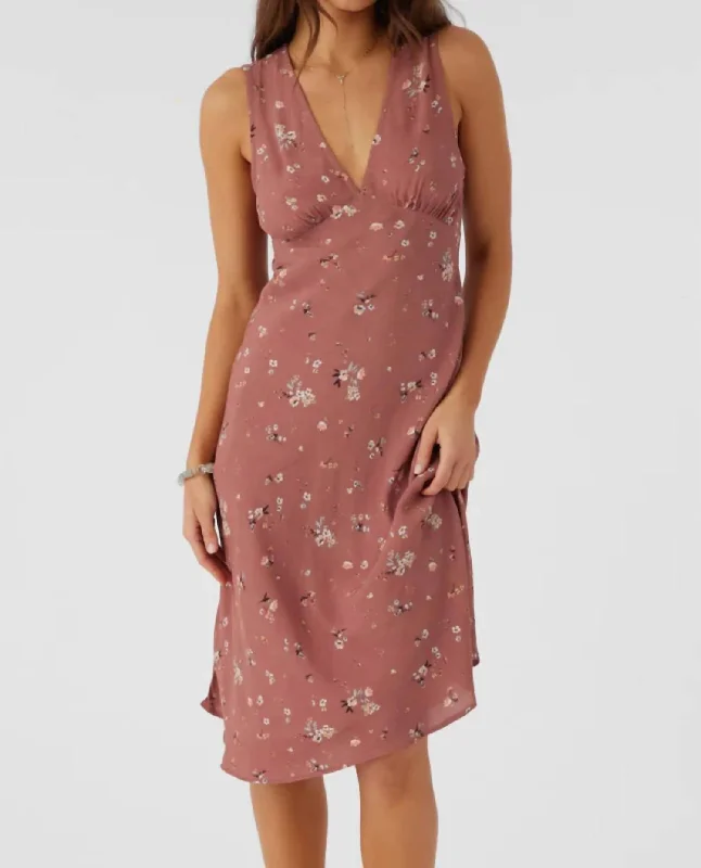 Great Deals Lynn Venus Ditsy Midi Dress In Burlwood