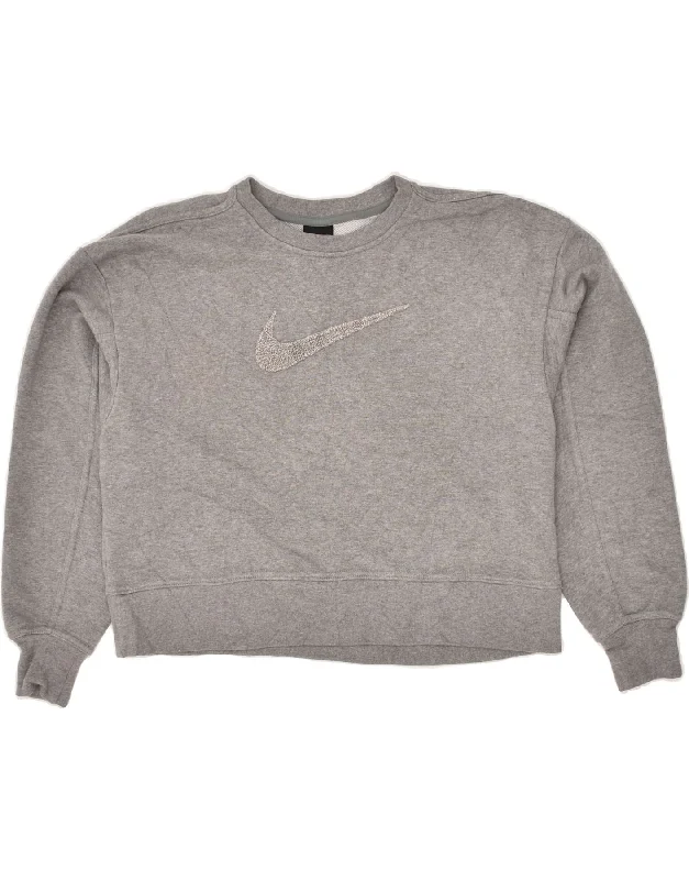Limited Availability NIKE Womens Oversized Sweatshirt Jumper UK 6 XS Grey Cotton