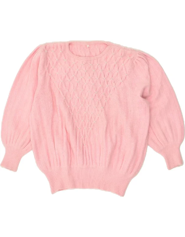 Weekend Flash Sale VINTAGE Womens Crew Neck Jumper Sweater UK 14 Medium Pink
