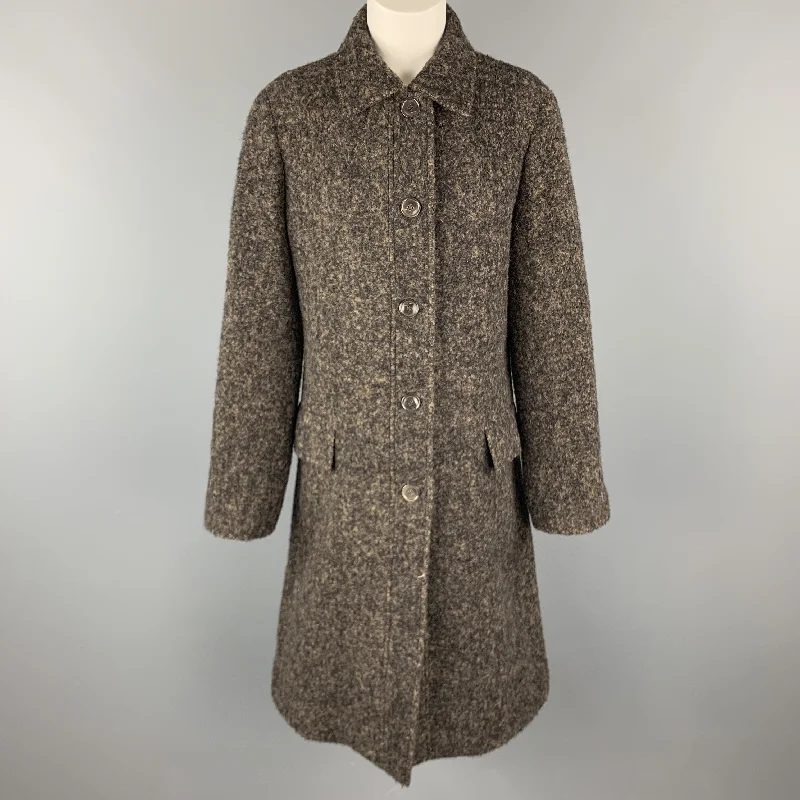 Super Deal LUCIANO BARBERA Size 10 Brown & Black Marbled Alpaca Blend Coat