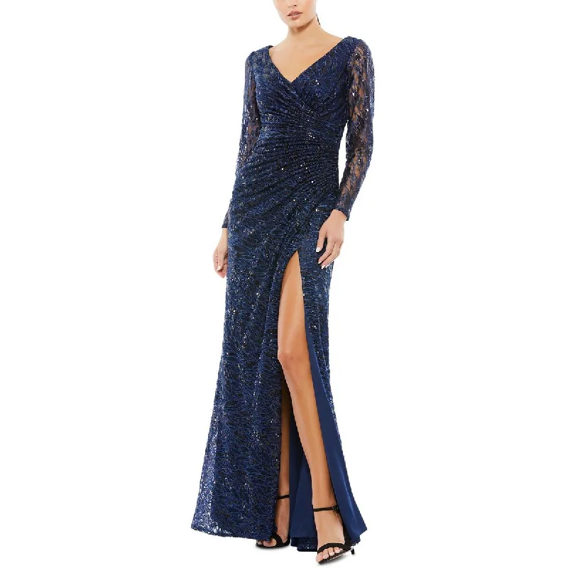 Incredible Offers Womens Sequined Ruched Evening Dress