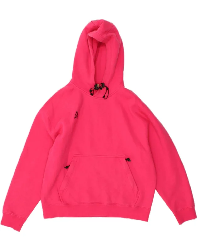 Super Deal NIKE Womens Hoodie Jumper UK 14 Medium Pink Cotton