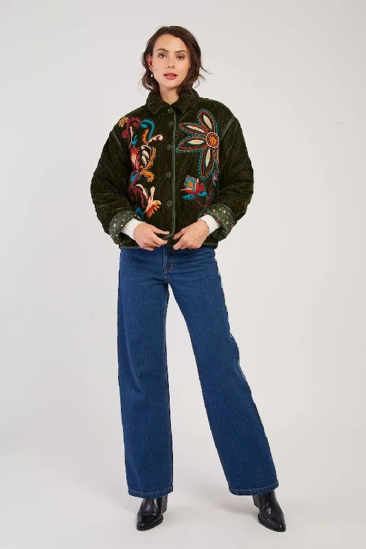 Discount Deals Loraine Embroidered Jacket Khaki