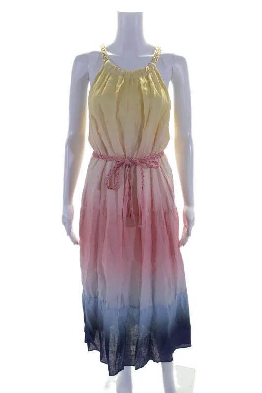 Discount Extravaganza Ecru Womens Scoop Neck Belted Ombre Pfeiffer Linen Dress Yellow Blue Pink Discount Extravaganza Ecru Womens Scoop Neck Belted Ombre Pfeiffer Linen Dress Yellow Blue Pink