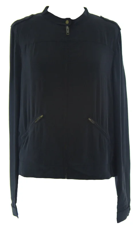 Exclusive Savings EDUN Women's Black Silk Zip Up Jacket Sz M NEW
