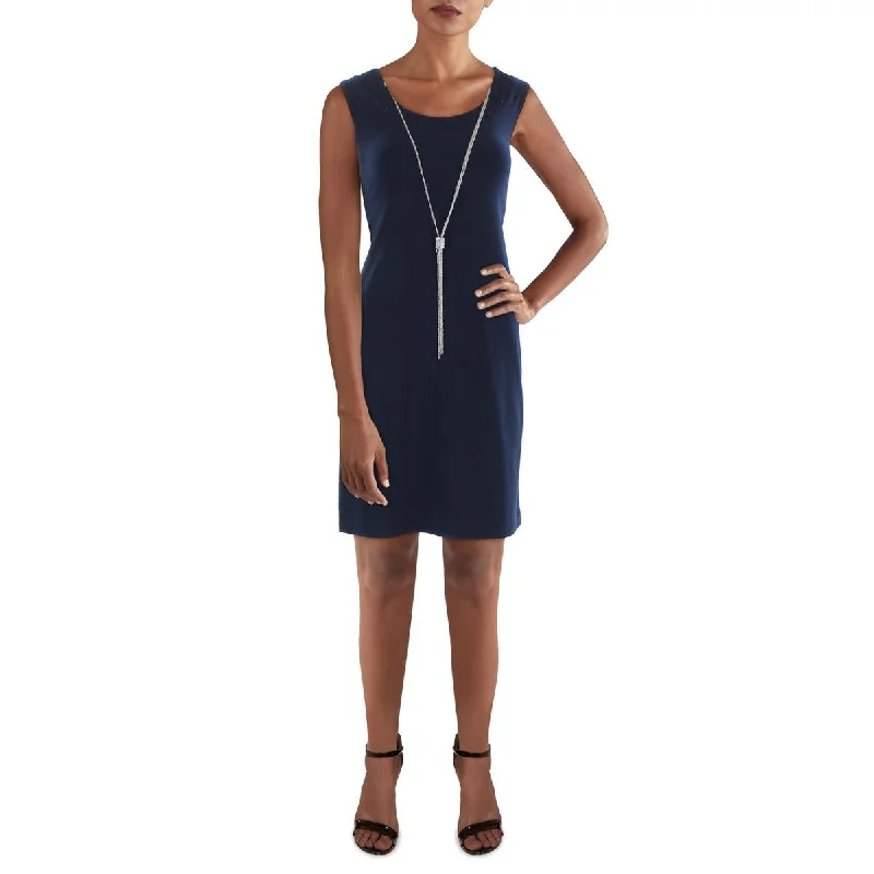 Bonus Savings Petites Womens Glitter Knee-Length Shift Dress