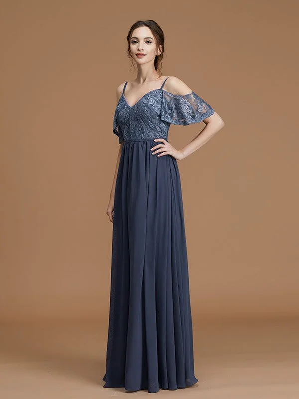 Early Access A-Line/Princess Spaghetti Straps Sleeveless Floor-Length Lace Chiffon Bridesmaid Dresses Early Access A-Line/Princess Spaghetti Straps Sleeveless Floor-Length Lace Chiffon Bridesmaid Dresses