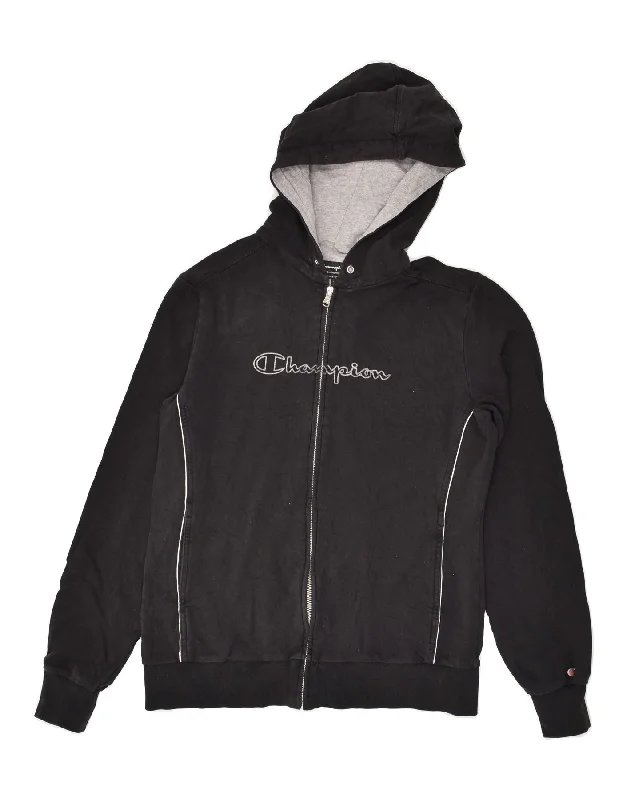 Deal of the Day CHAMPION Womens Zip Hoodie Sweater UK 18 XL Black Cotton