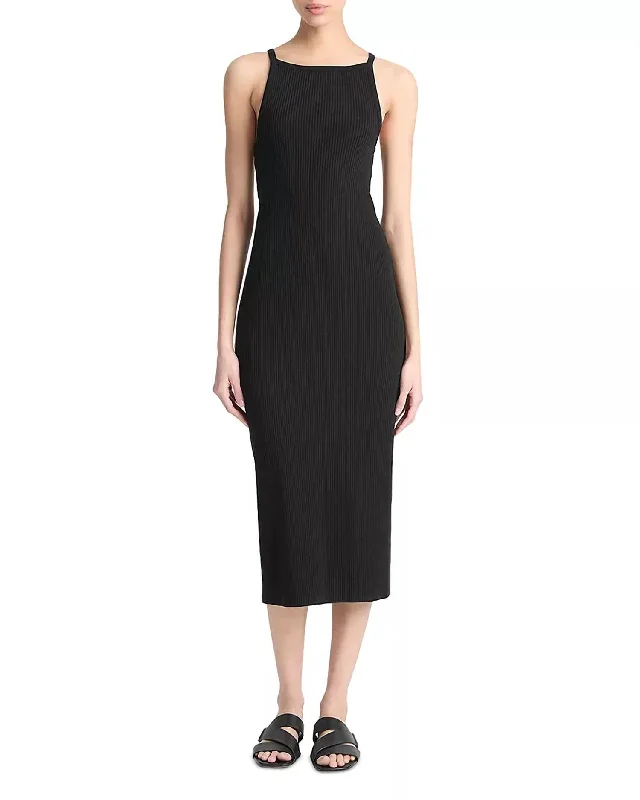 Clearance Sale Rib High Neck Tank Dress In Black