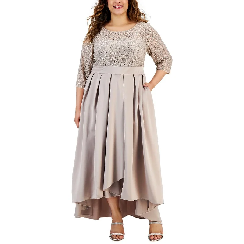 Value Deals Plus Womens Satin Belted Evening Dress