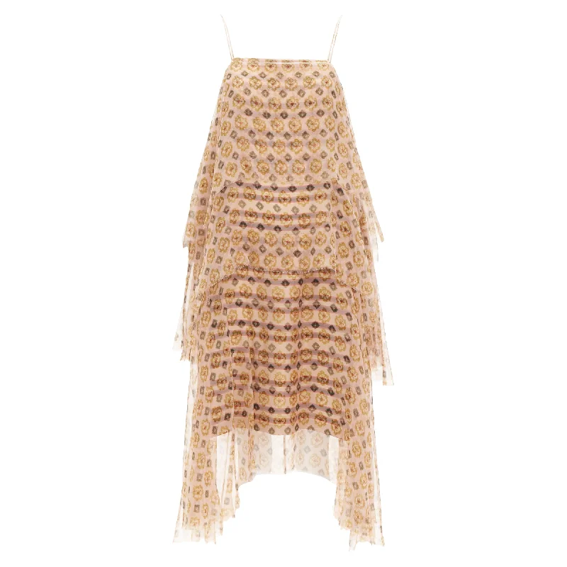 Lowest Prices Dries Van Noten silk pixel print tie striped cocktail dress