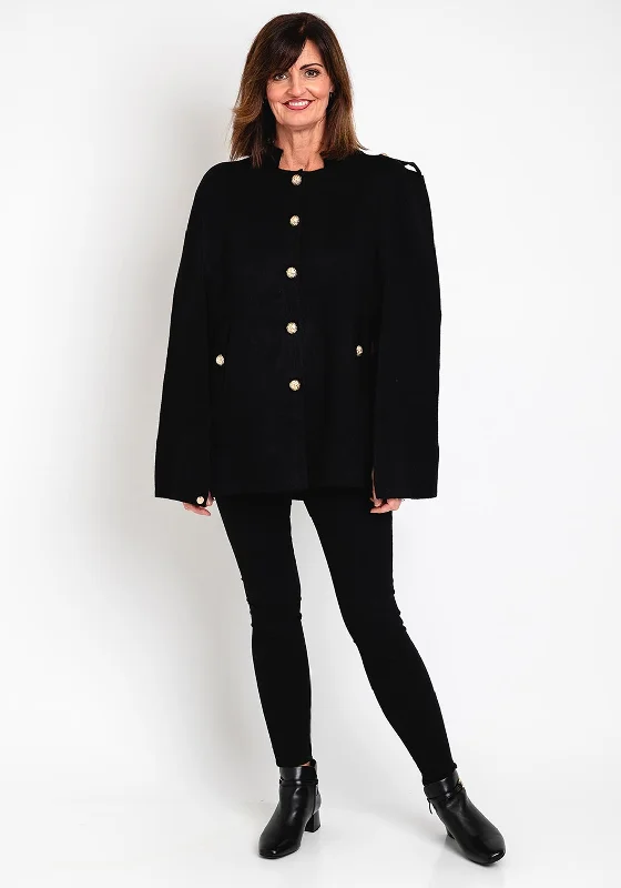 Weekend Flash Sale Natalia Collection One Size Military Style Cape, Black
