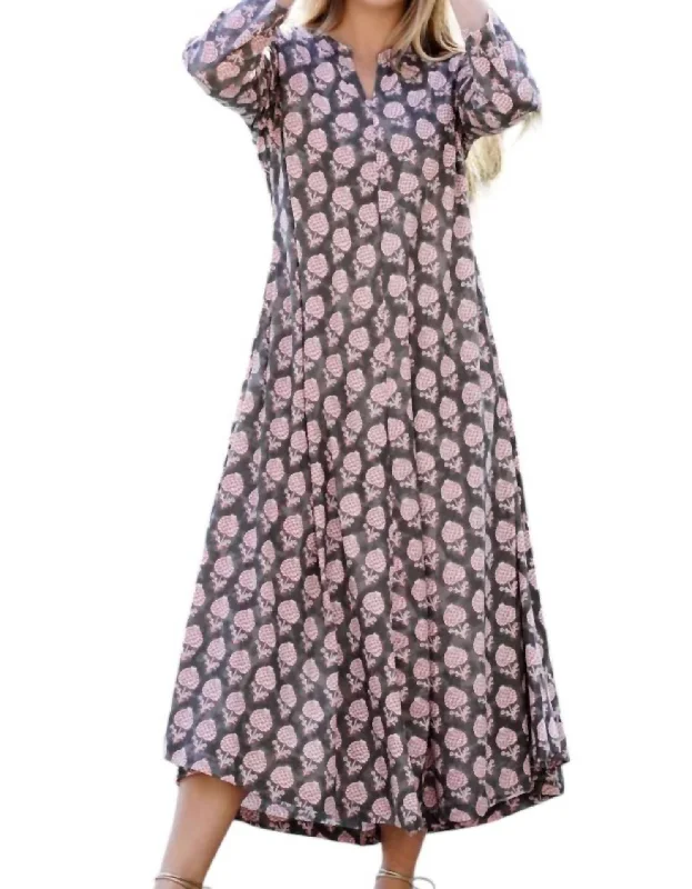 Markdowns Calypso Mughal Flora Dress In Grey Lotus