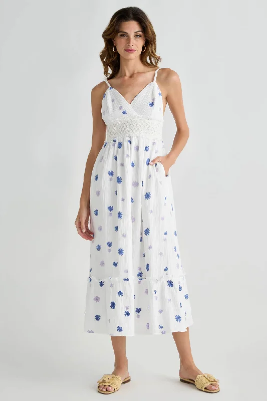 TIME-Limited Offer Fate Embroidered Cotton Gauze Maxi Dress