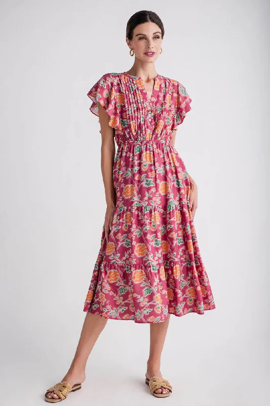 Price Reduction THML Flutter Sleeve Tiered Midi Dress