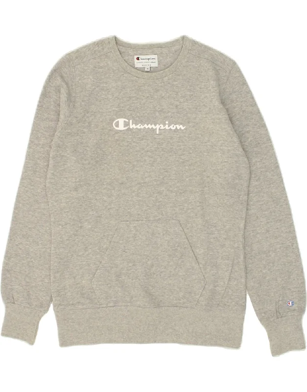 Crazy Deals CHAMPION Womens Graphic Sweatshirt Jumper UK 14 Medium Grey Cotton