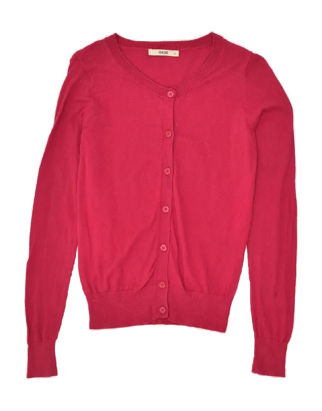 Hurry In OASIS Womens Cardigan Sweater UK 6 XS Pink Cotton