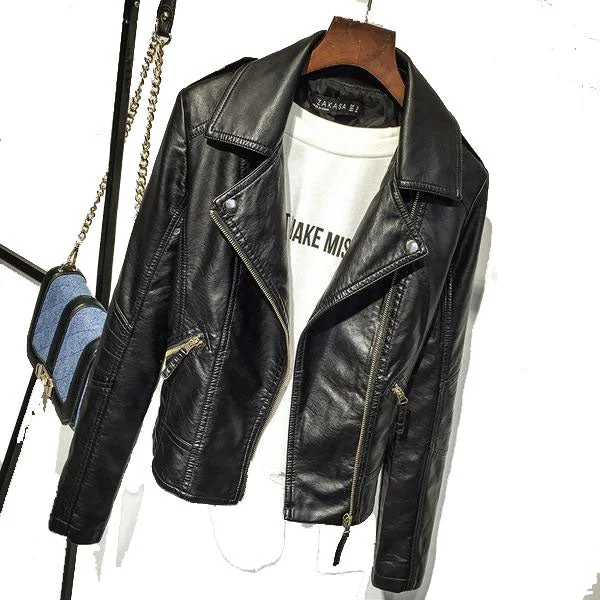 Special Buy Black Slim Cool PU Leather Zipper