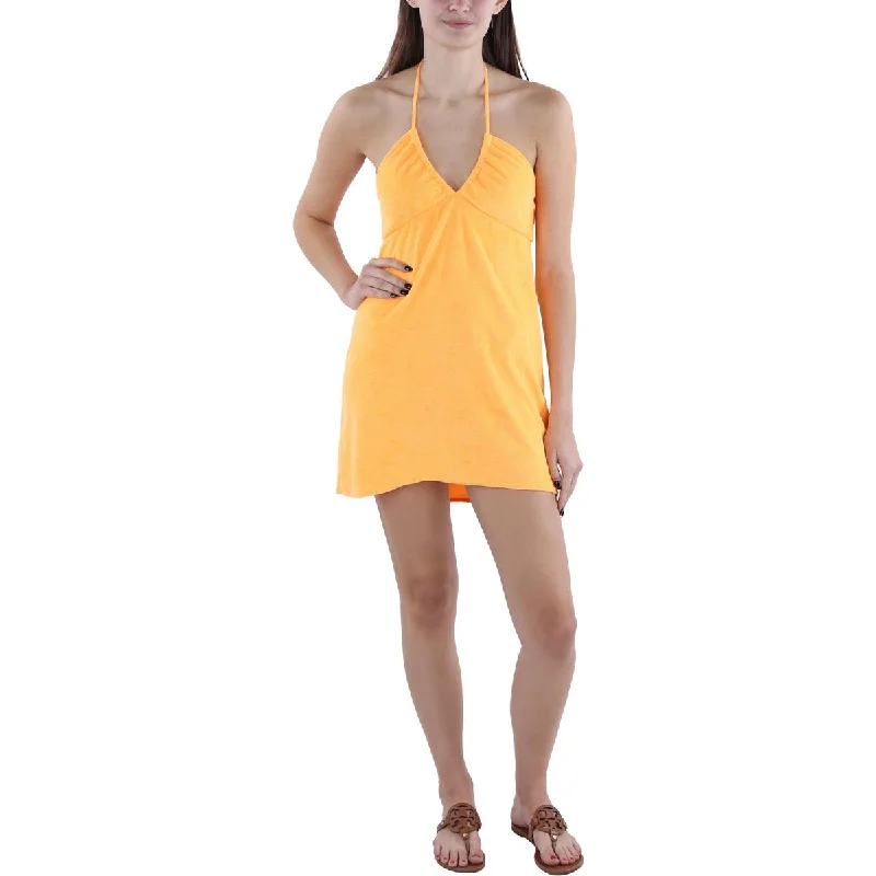 Price Reduction Womens Terry Cloth Halter Mini Dress