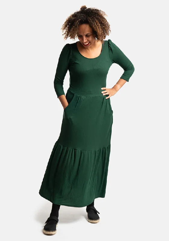 Inventory Reduction Jensen Bottle Green Rib Midaxi Dress