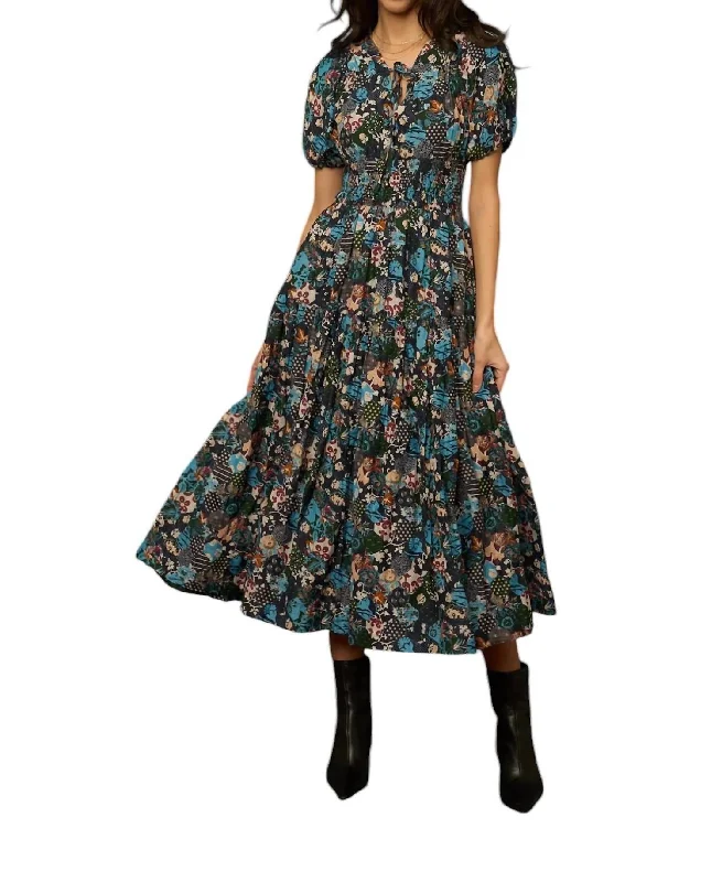 Big Discounts Edella Midi Dress In Theodora Print