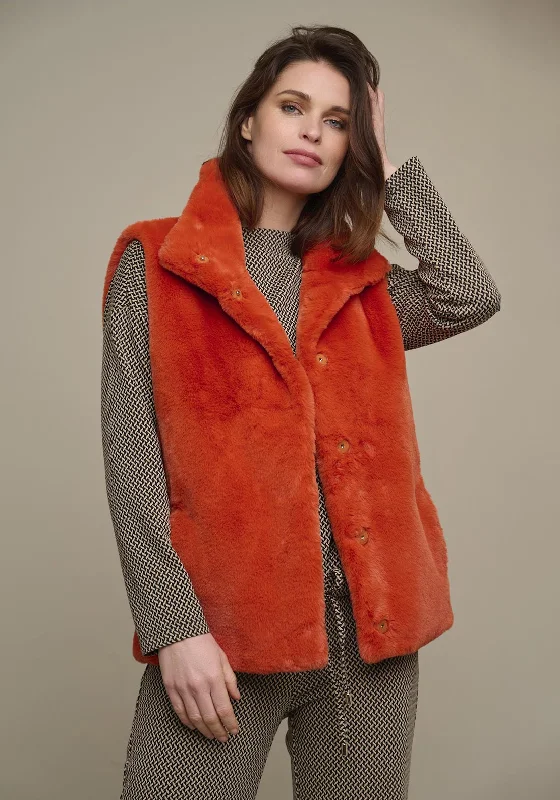 Hurry In Rino & Pelle Lison Faux Fur Short Waistcoat, Pottery