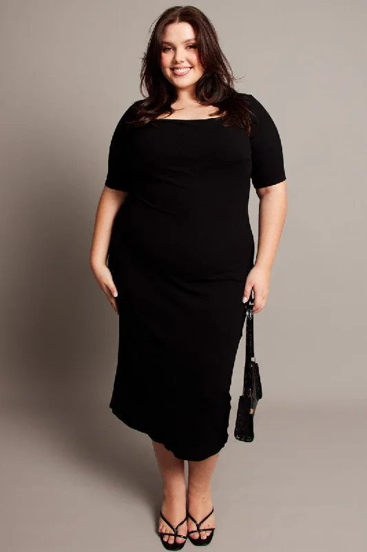 Buy Now Black Shaper Dress Short Sleeve Bodycon