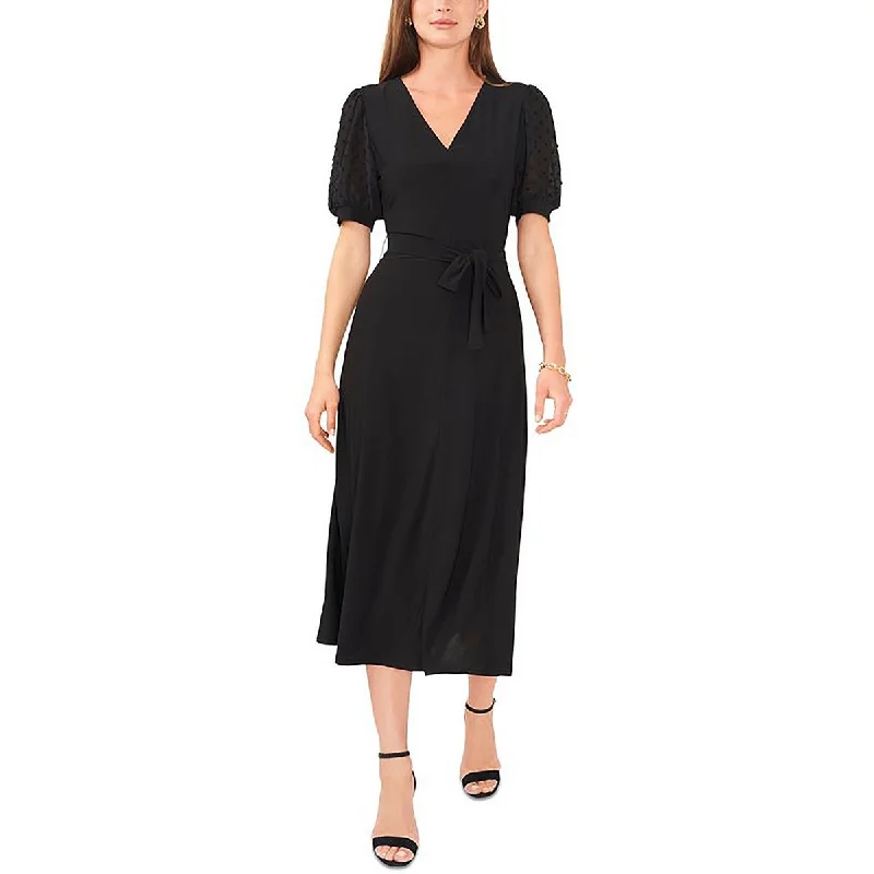 Special Offer Petites Womens Knit Swiss Dot Midi Dress