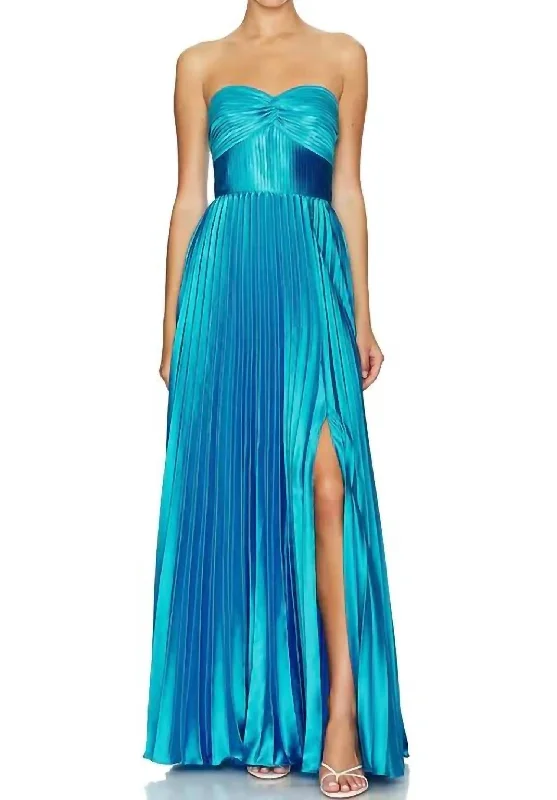 Blowout Sale Stef Pleated Gown In Adonis Blue