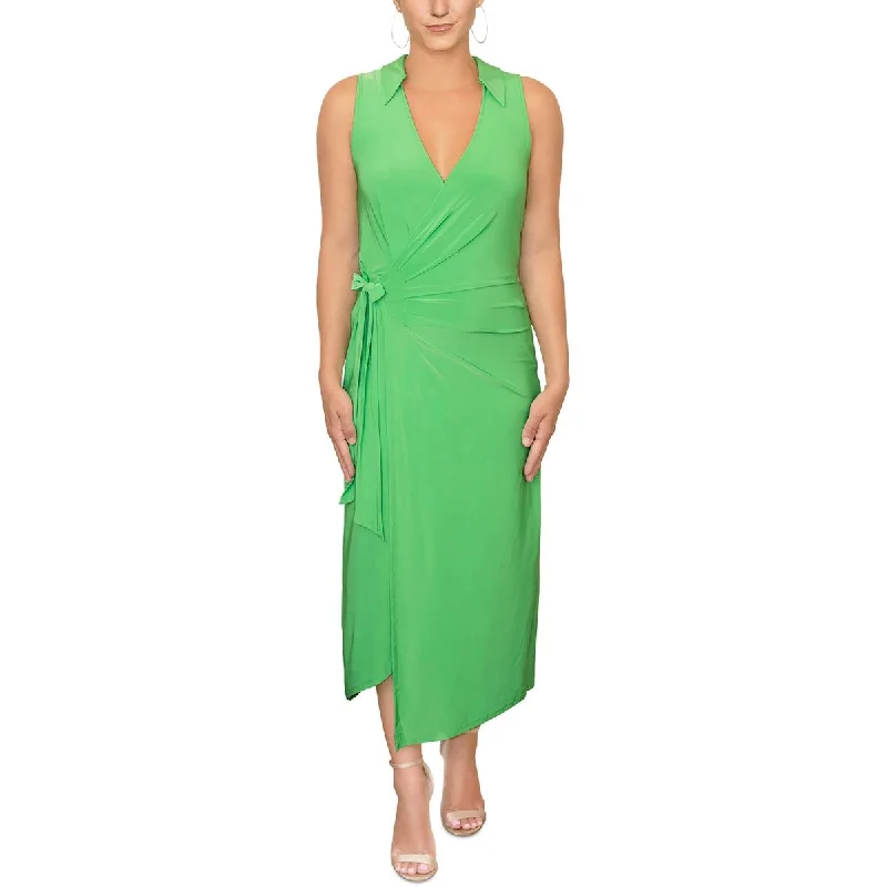 Final Markdown Womens Faux Wrap Tea Shirtdress