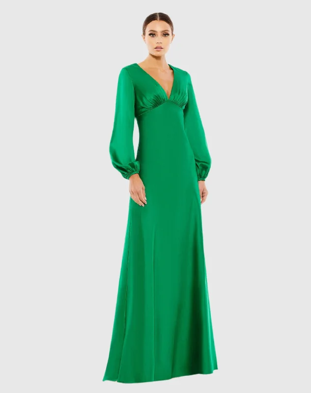 Amazing Deals Charmeuse Empire Waist Blouson Sleeve Gown