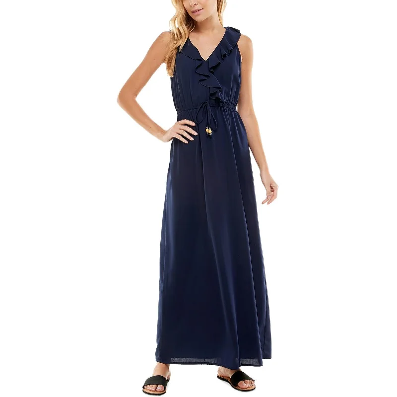 Online Only Juniors Womens Ruffled Long Maxi Dress