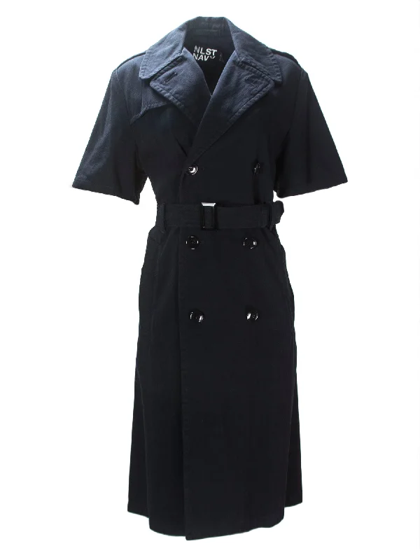 Act Fast NLST NAVY Women's Navy Blue Short Sleeve Trench Coat $595 NWT