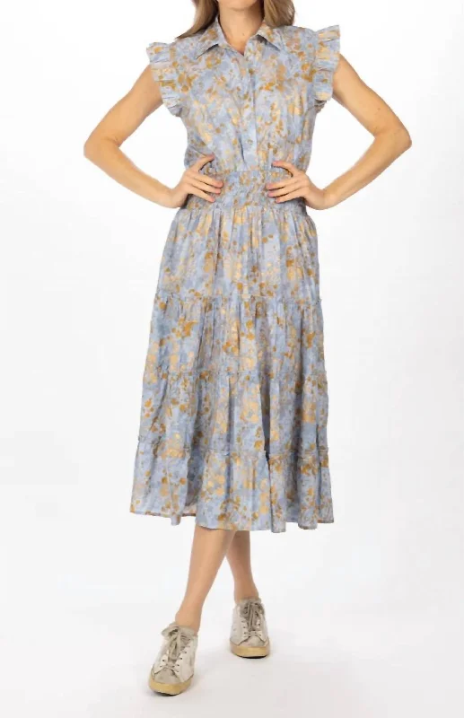 While Supplies Last Danube Brenda Dress In Blue/gold