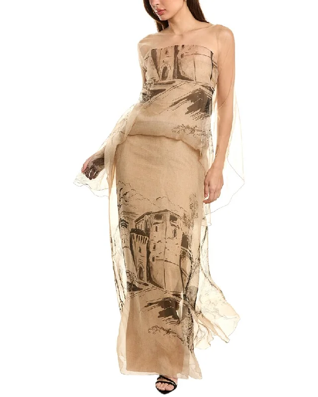 Seasonal Clearance Alberta Ferretti Silk Caftan Gown